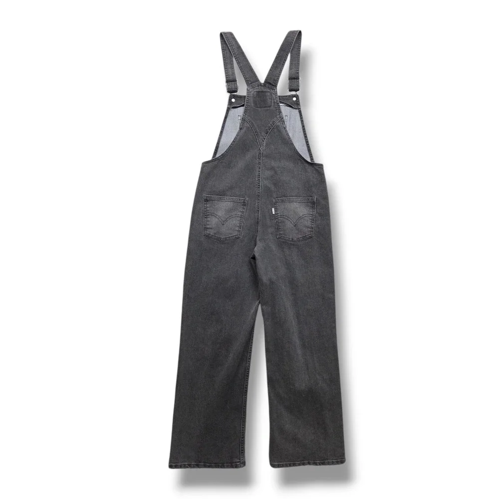 Levis SilverTab Baggy Denim Overalls Girls 14 Charcoal Gray Jumper Crop Mid Rise
